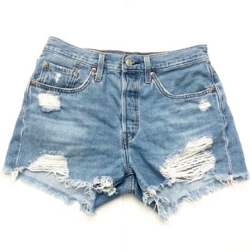 Levi's Blue Distressed Jean Shorts
